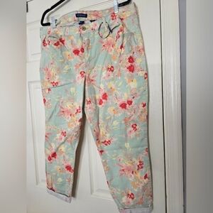 BANDOLINO Womens Mandie Crop Floral Jeans Size 20W Spring Boho Festival